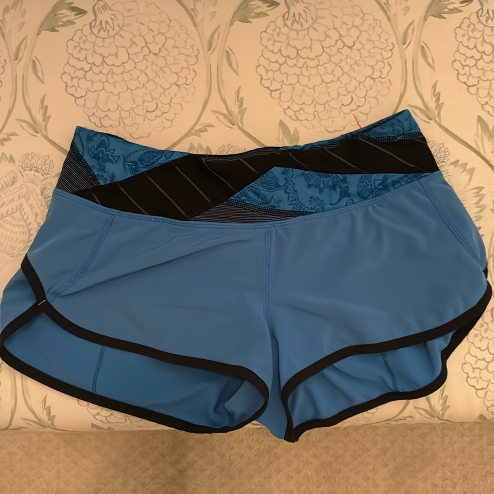 Size two blue and black Lululemon shorts